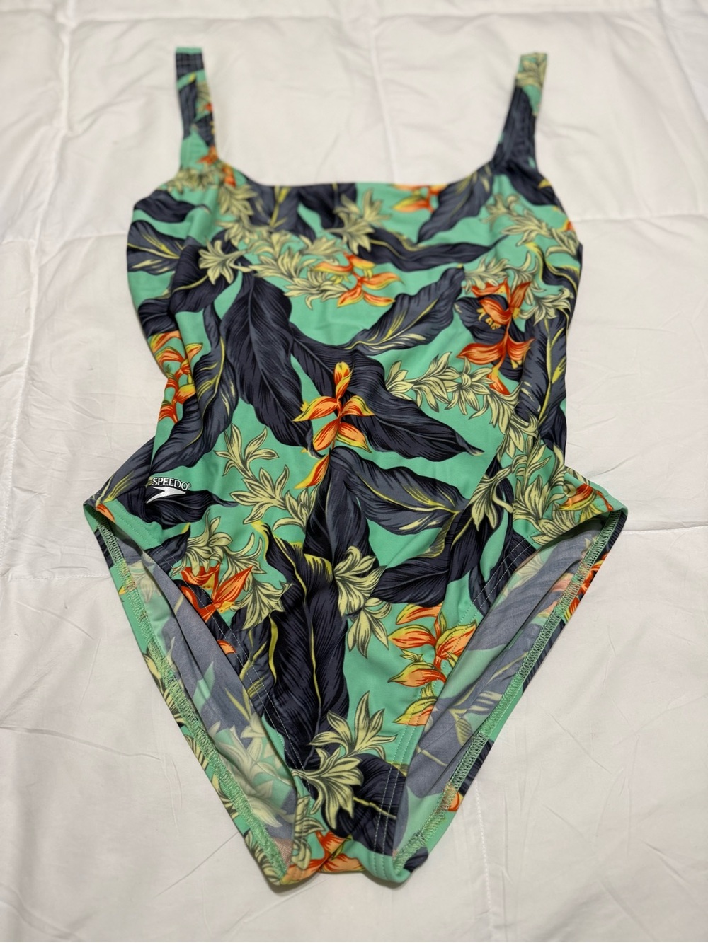 Speedo women size 14 Green Tropical One-Piece Swimsuit